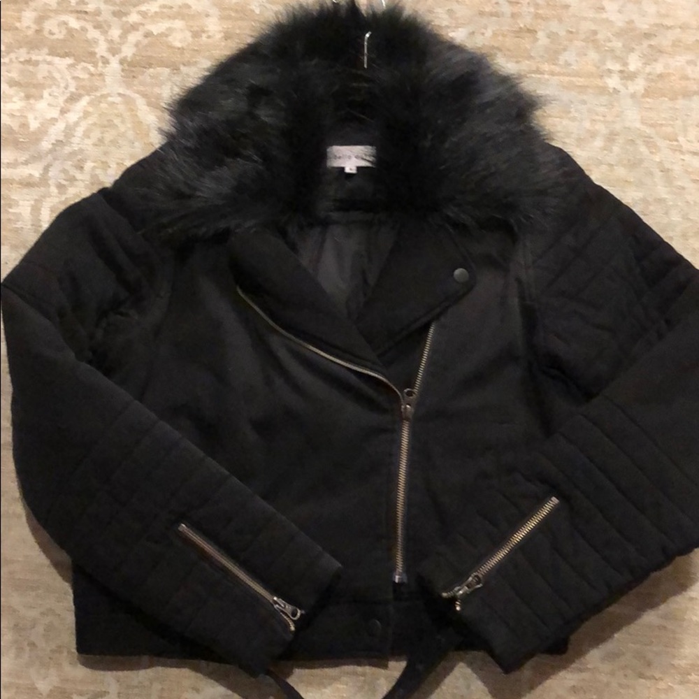 Bella Dahl - MOTO JACKET WITH FUR COLLAR